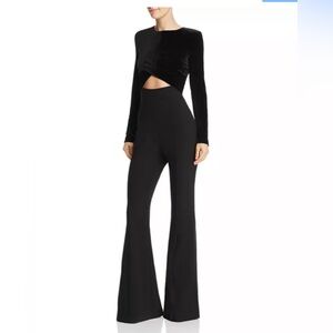 Black Halo | Angie Black Velvet Cut-Out Night Out Jumpsuit Size 4 Sexy Chic